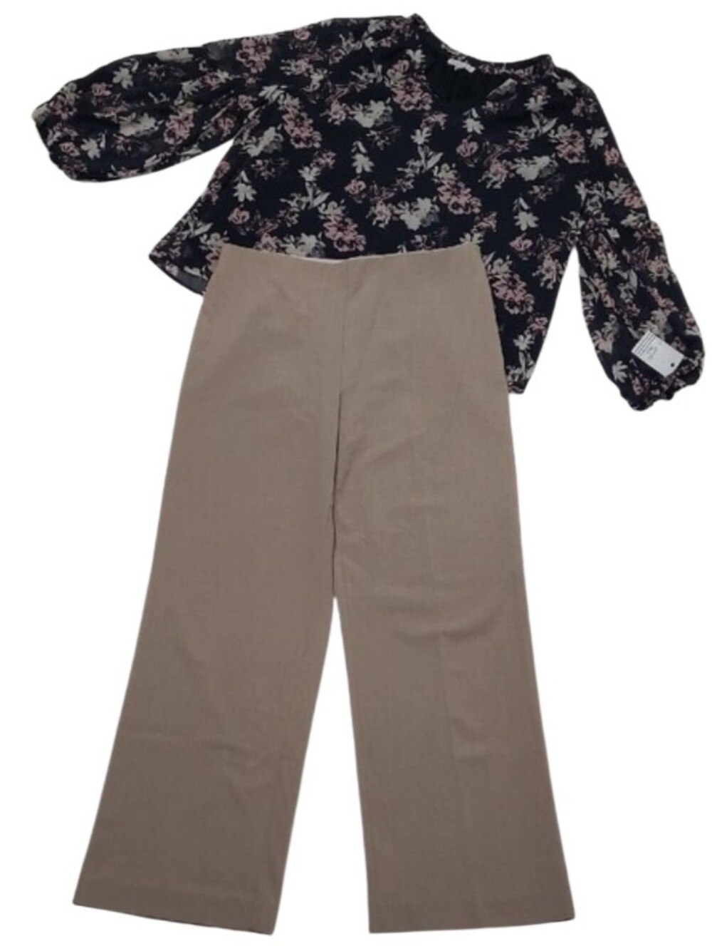 Laura Scott Wide Leg Dress Pants High Waist Rise Dressy Side Zip Trousers
